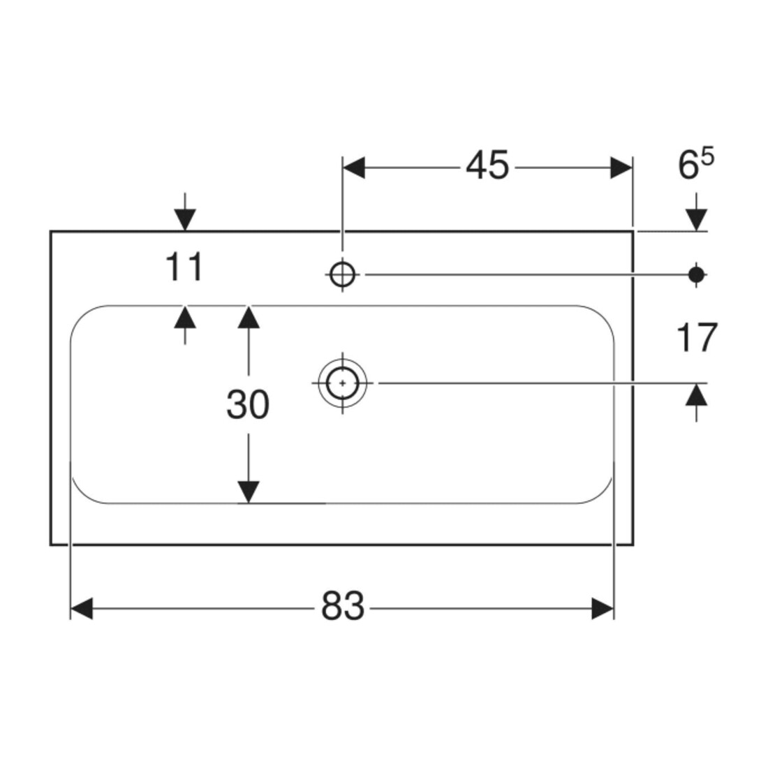Geberit Waschtisch iCon Light 90x48cm, Hahnl. mit., o. ÜL, we. K-Tect
