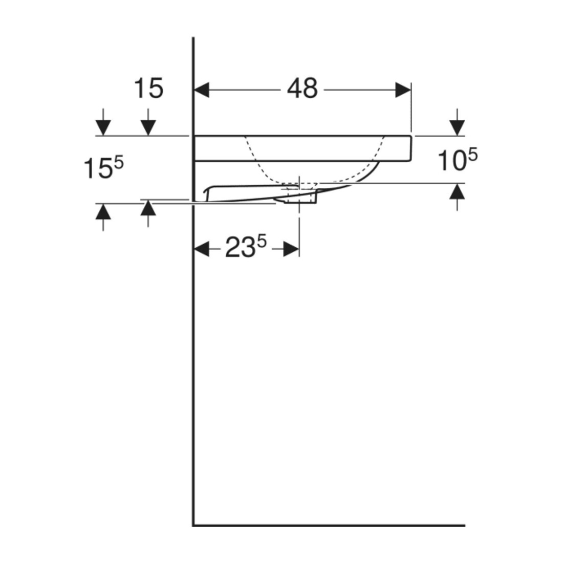 Geberit Waschtisch iCon Light 90x48cm, o. Hahnl., o. ÜL, weiß KeraTect