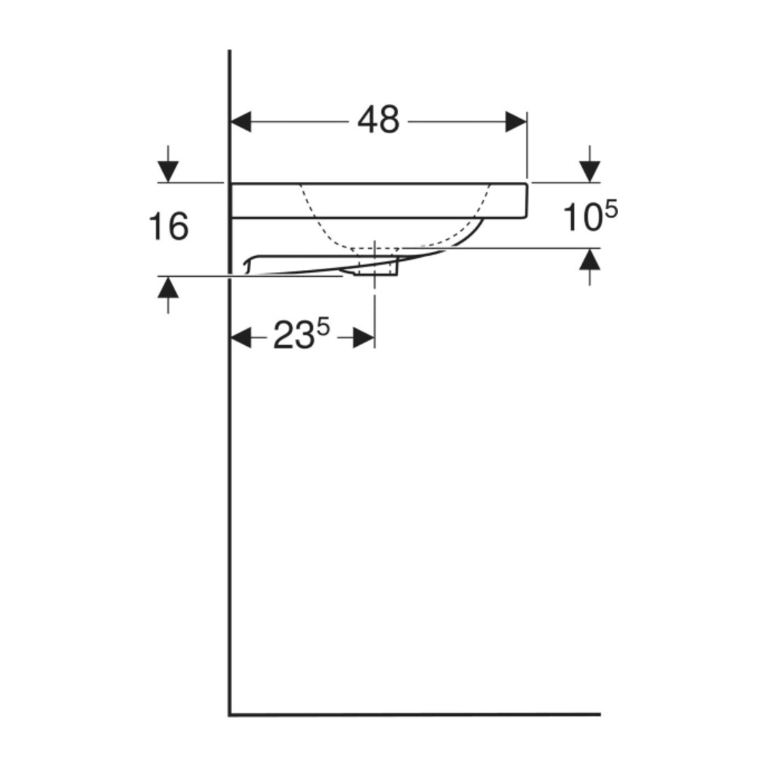 Geberit Waschtisch iCon Light 90x48cm, o HL, o Ü, m Abl, we. K-Tect
