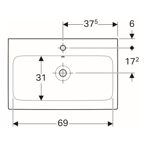Geberit Waschtisch iCon mit Hahnloch, mit Überlauf 750 x 485 mm weiß