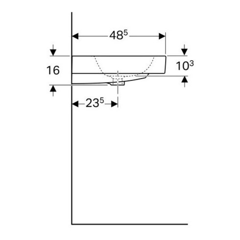 Geberit Waschtisch iCon 90x48,5cm, we. K-Tect, o. Hahnl., m ÜL