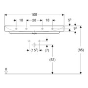 Geberit Waschtisch One 105cm, Hahnl. mit., o. ÜL, weiß KeraTect-4
