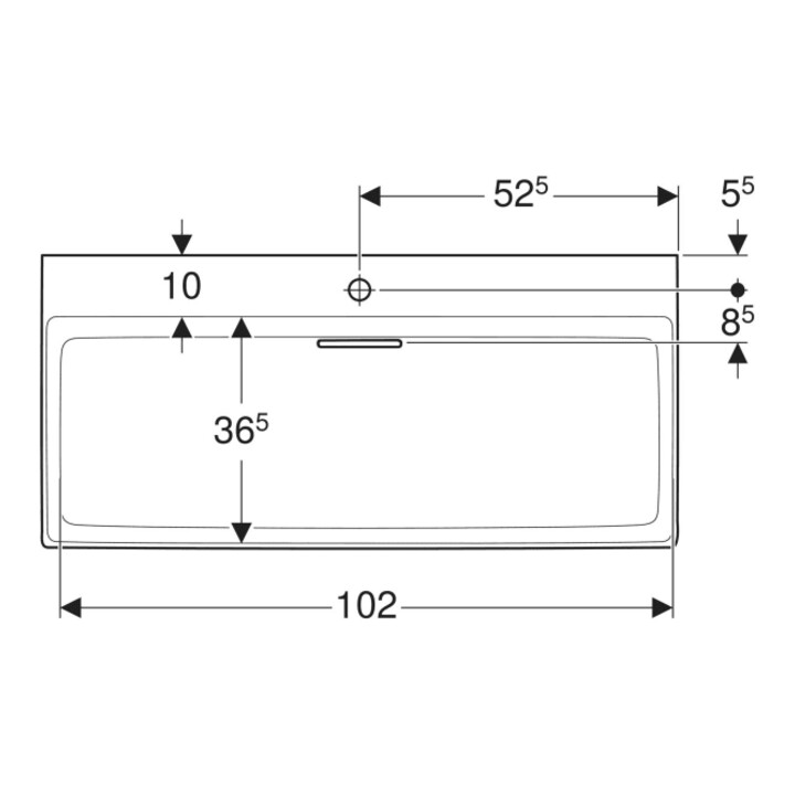 Geberit Waschtisch One 105cm, m HL mi, o. ÜL, we. K-Tect/Bl we.