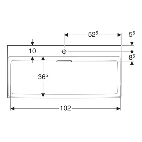 Geberit Waschtisch One 105cm, m HL mi, o. ÜL, we. K-Tect/Bl we.