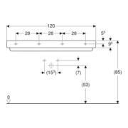 Geberit Waschtisch One 120cm, m HL mi, o. ÜL, we. K-Tect/Bl we.-5