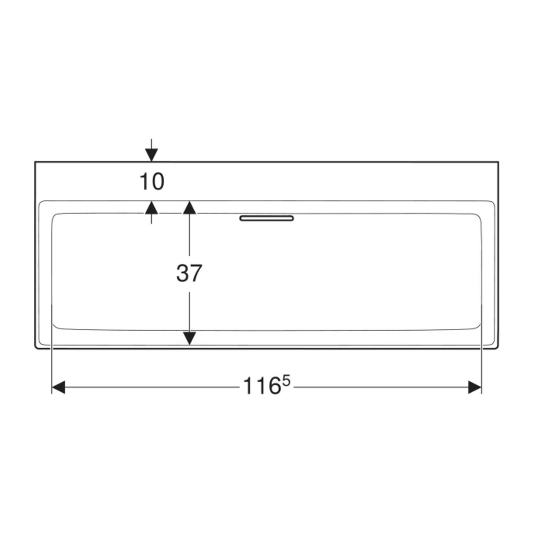 Geberit Waschtisch One 120cm, o. Hahnl. + ÜL, we. K-Tect/Bl we.