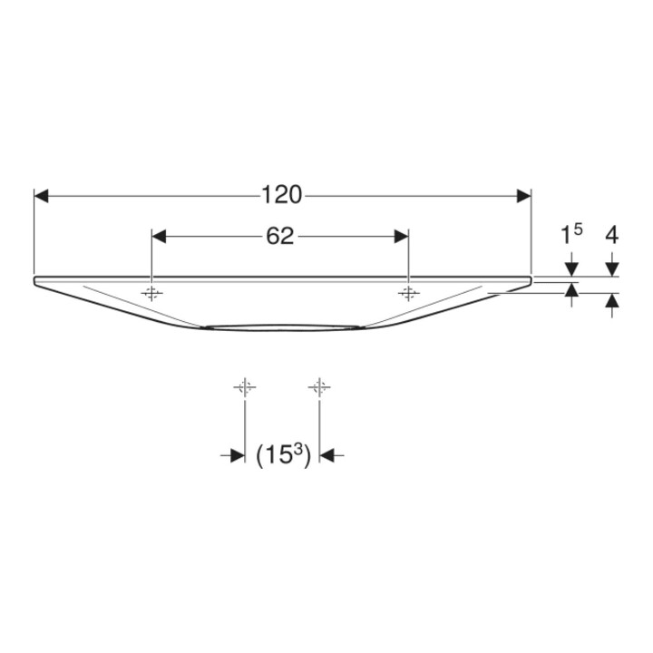 Geberit Waschtisch One 120x40cm, o HL, Ü vd, w K-Tect/Bl we. gl