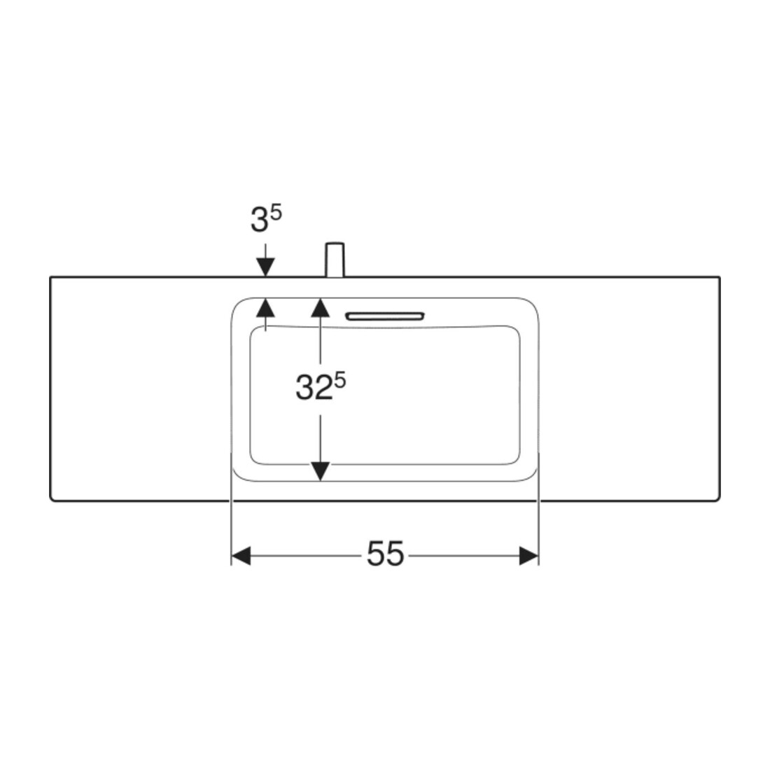 Geberit Waschtisch One 120x40cm, o HL, Ü vd, we. K-Tect/Bl vc