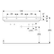 Geberit Waschtisch One 120x48,4cm, HL L + R, o Ü, w K-Tec/Bl w-5