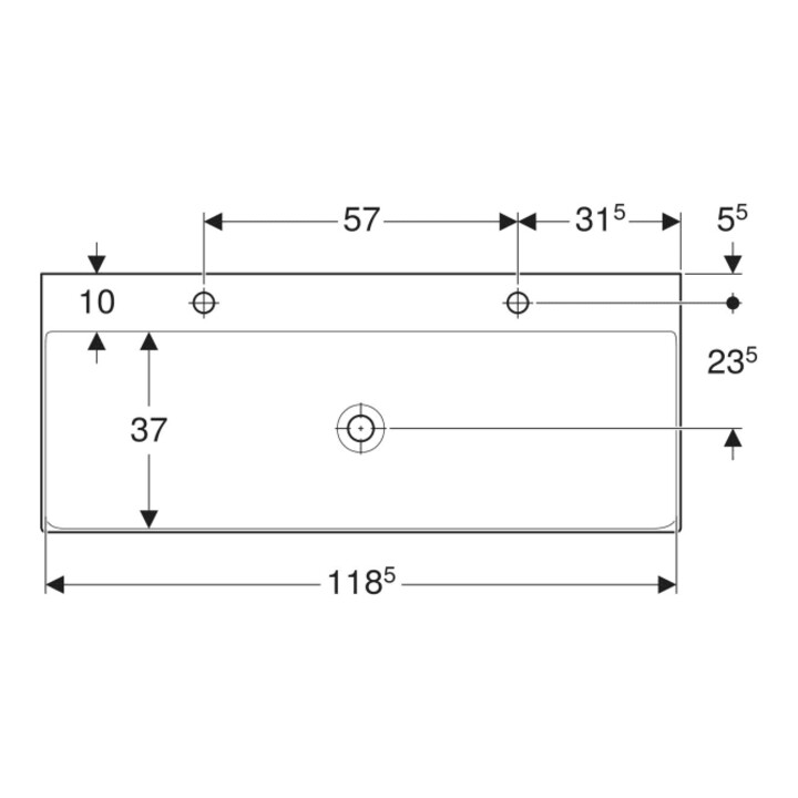 Geberit Waschtisch One 120x48cm, HL li + re, o. ÜL, we. K-Tect