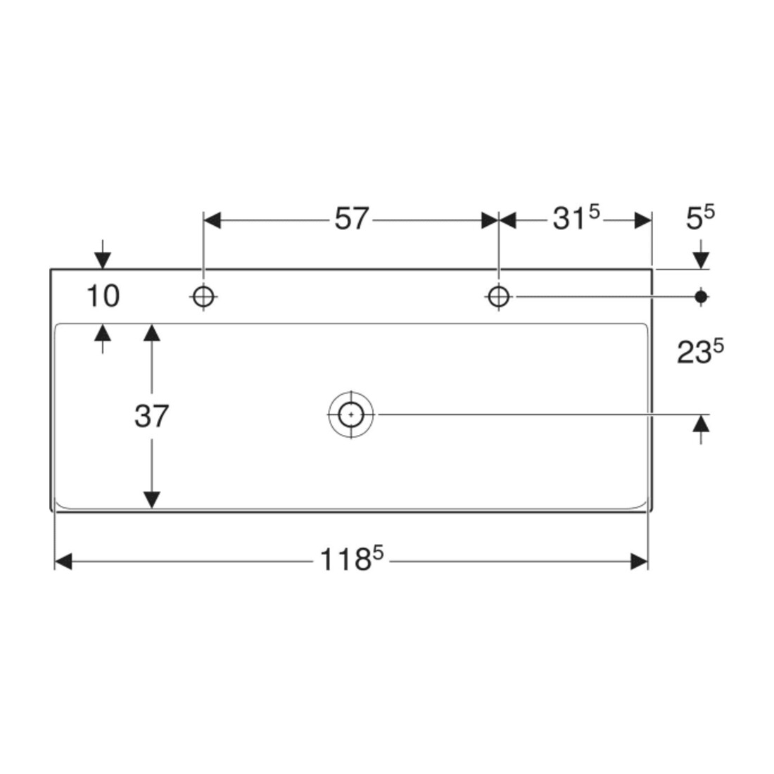 Geberit Waschtisch One 120x48cm, HL li + re, o. ÜL, we. K-Tect