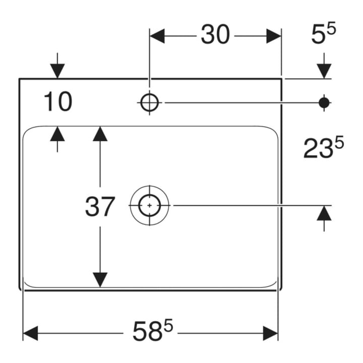 Geberit Waschtisch One 60cm, Hahnl. mit., o. ÜL, weiß KeraTect