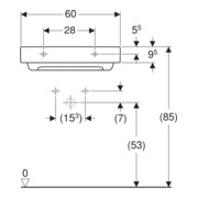 Geberit Waschtisch One 60cm, m HL mi, o. ÜL, we. K-Tect/Bl we.-4