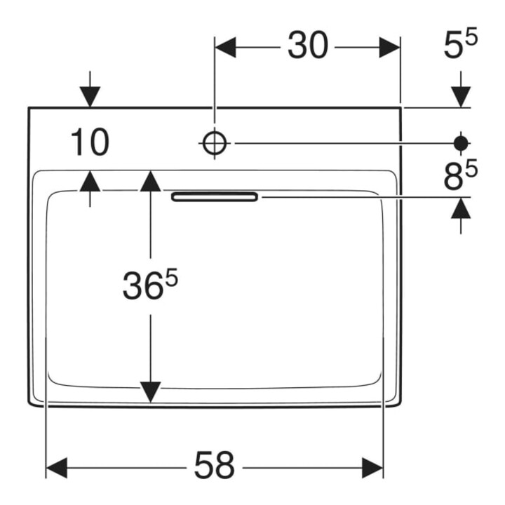 Geberit Waschtisch One 60cm, m HL mi, o. ÜL, we. K-Tect/Bl we.