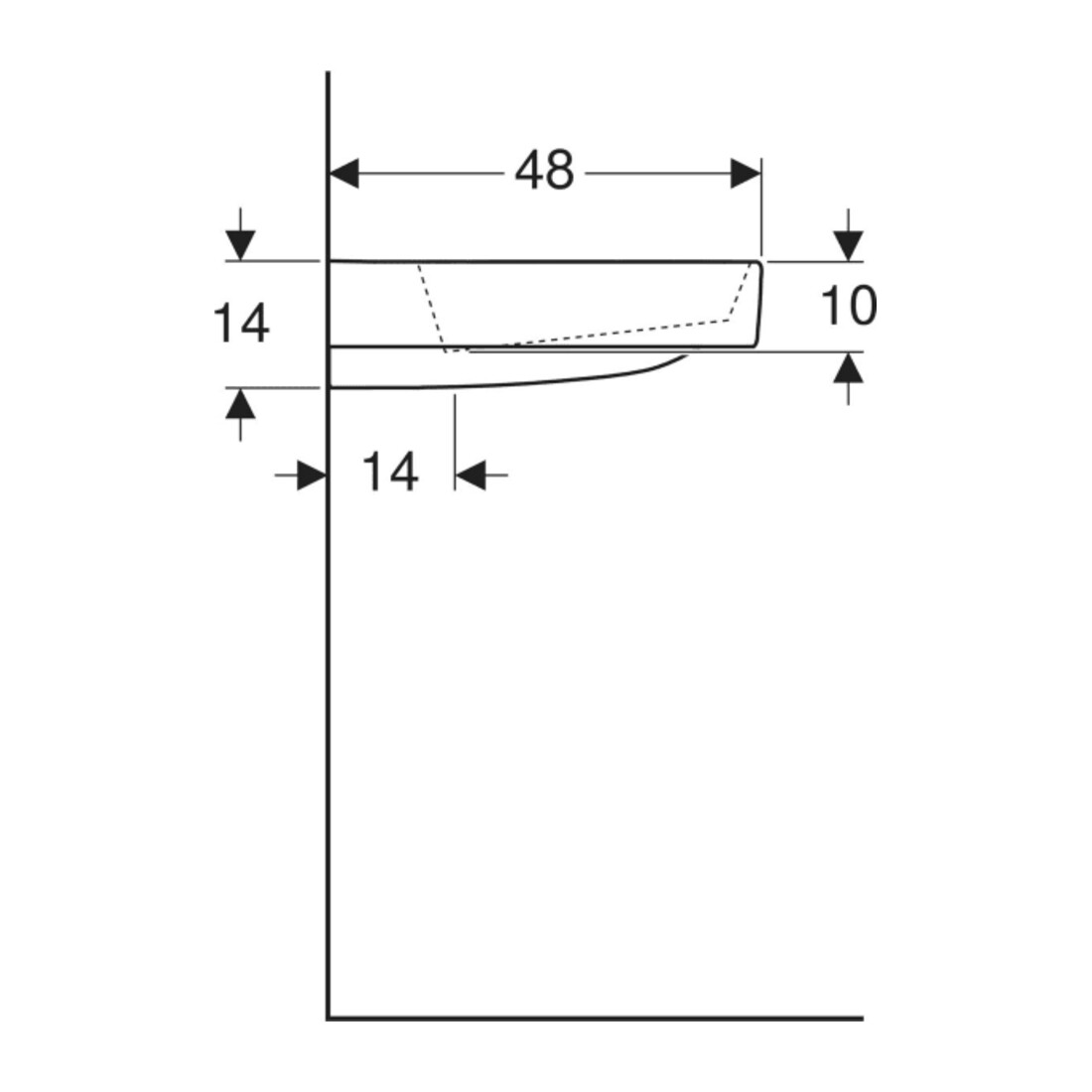 Geberit Waschtisch One 60cm, m HL mi, o. ÜL, we. K-Tect/Bl we.