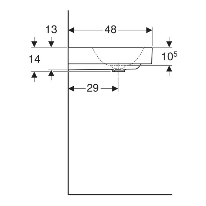 Geberit Waschtisch One 60cm, o. Hahnl. + ÜL, weiß KeraTect