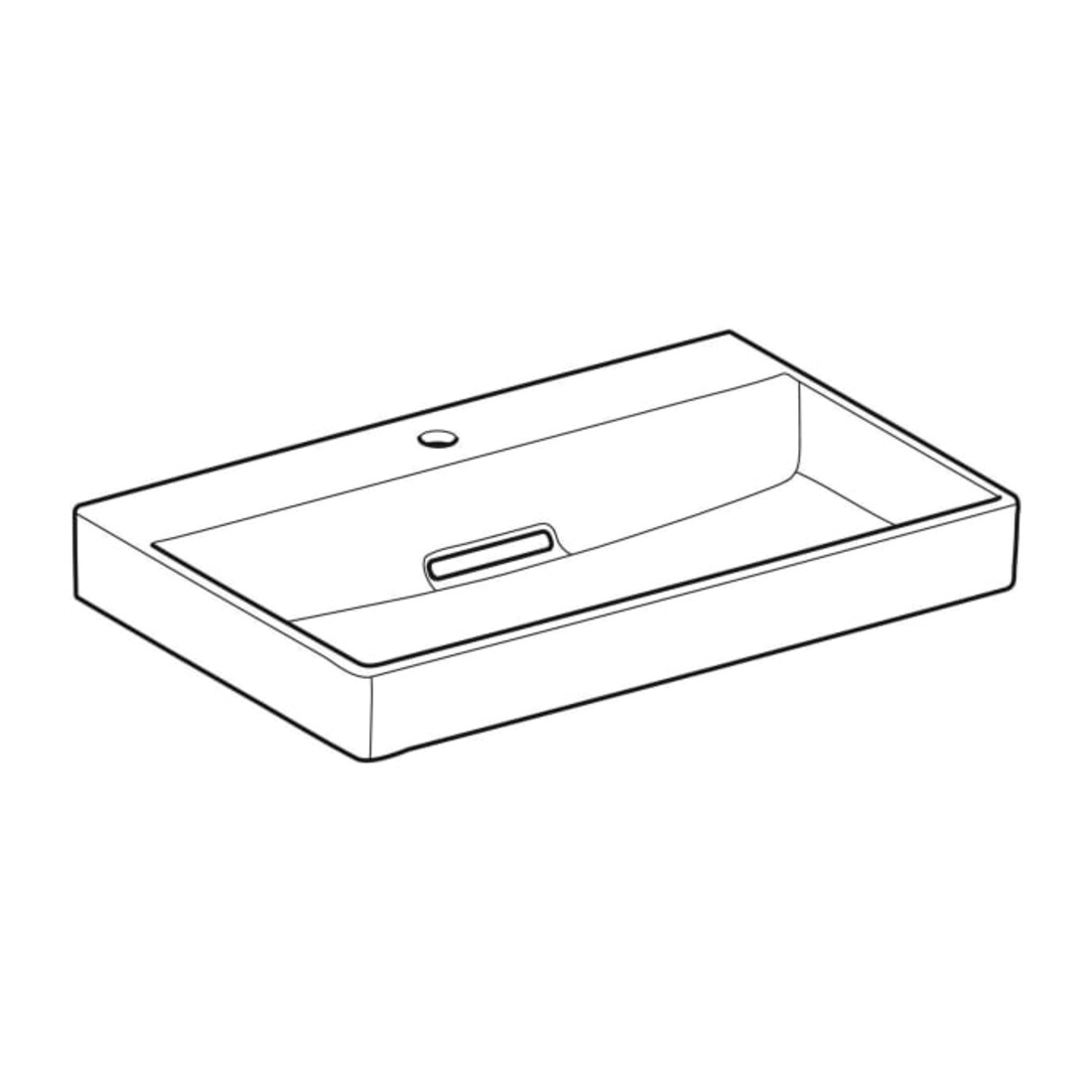 Geberit Waschtisch One 75cm, m HL mi, o. ÜL, we. K-Tect/Bl we.