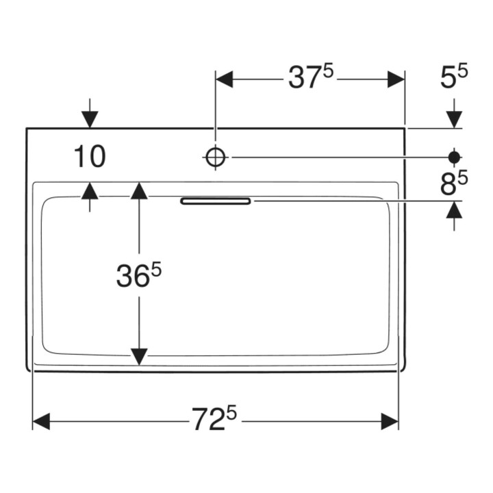 Geberit Waschtisch One 75cm, m HL mi, o. ÜL, we. K-Tect/Bl we.