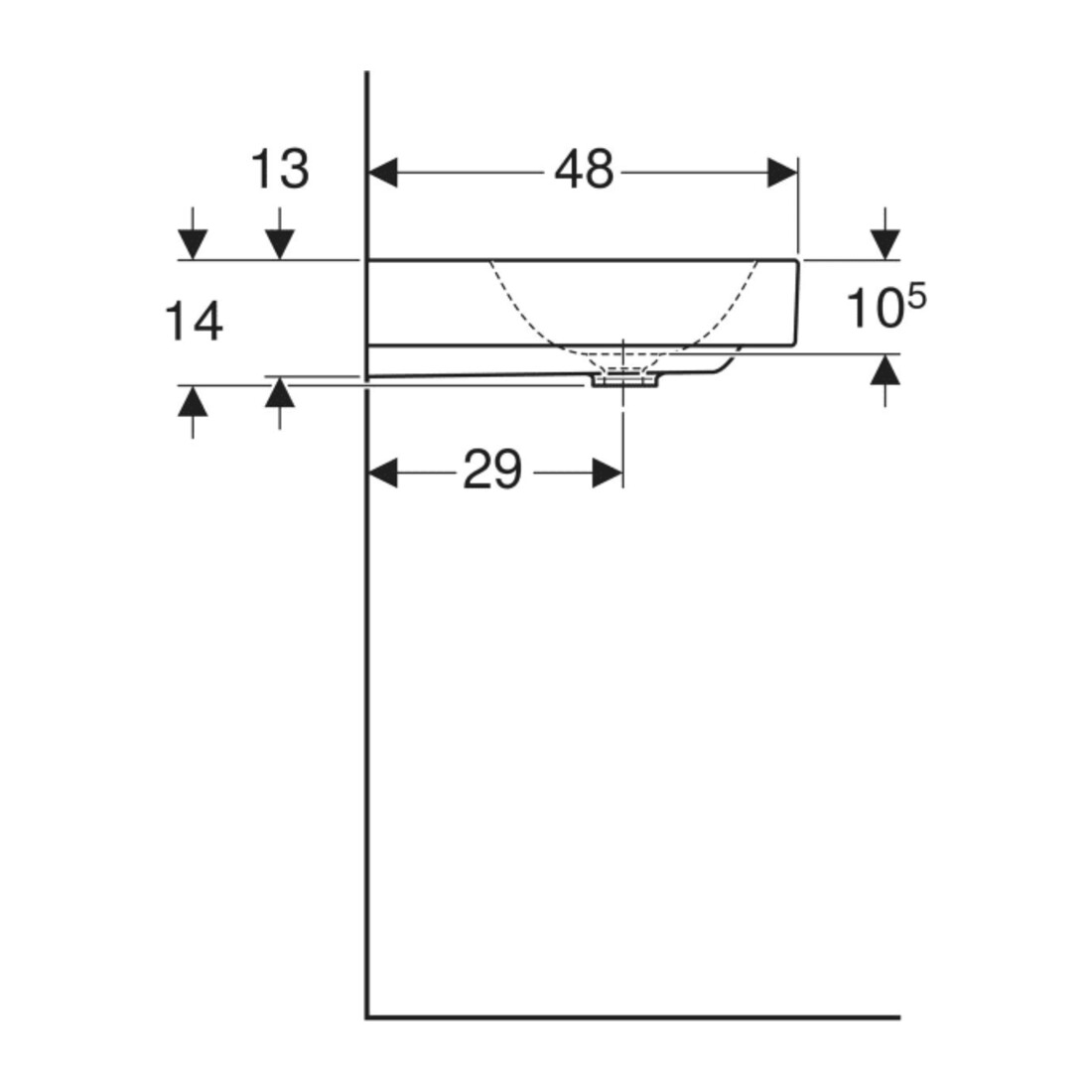 Geberit Waschtisch One 75cm, o. Hahnl. + ÜL, weiß KeraTect