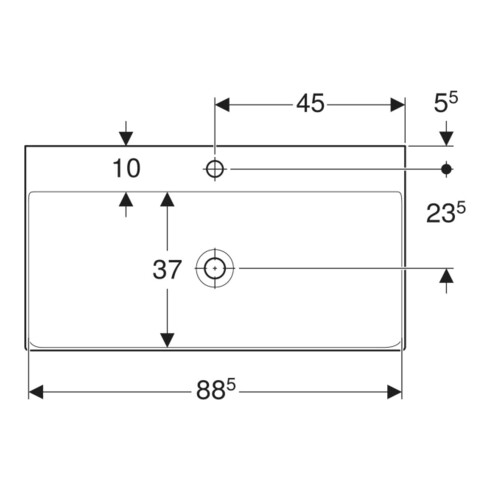 Geberit Waschtisch One 90cm, Hahnl. mit., o. ÜL, weiß KeraTect