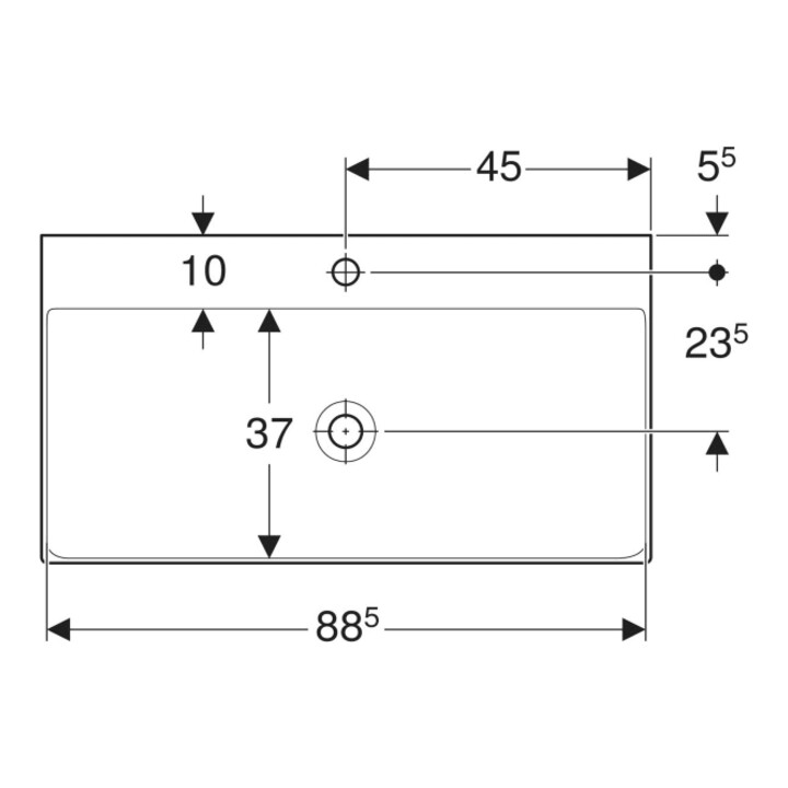 Geberit Waschtisch One 90cm, Hahnl. mit., o. ÜL, weiß KeraTect