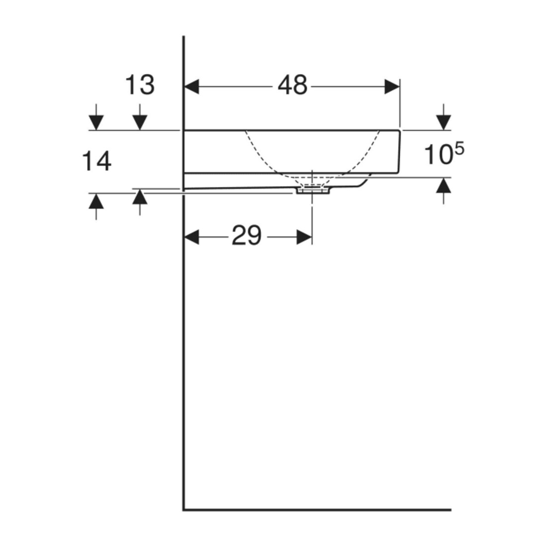 Geberit Waschtisch One 90cm, o. Hahnl. + ÜL, weiß KeraTect