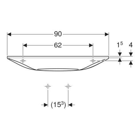 Geberit Waschtisch One 90x40cm, o HL, Ü vd, w K-Tect/Bl we. gl
