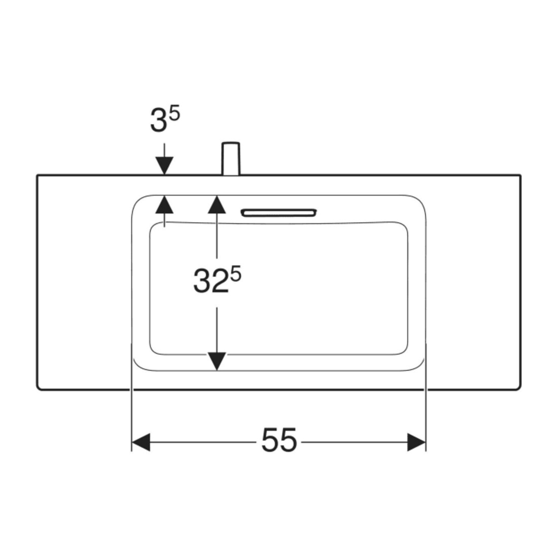 Geberit Waschtisch One 90x40cm, o HL, Ü vd, w K-Tect/Bl we. gl