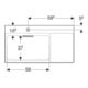 Geberit Waschtisch One 90x48,4cm, o Ü, w K-Tec/Bl w, m HL li