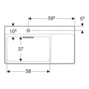 Geberit Waschtisch One 90x48,4cm, o Ü, w K-Tec/Bl w, m HL li-4