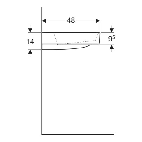 Geberit Waschtisch One 90x48,4cm, o Ü, w K-Tec/Bl w, m HL li
