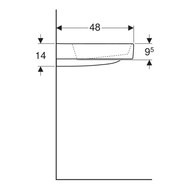 Geberit Waschtisch One 90x48,4cm, o Ü, w K-Tec/Bl w, m HL li