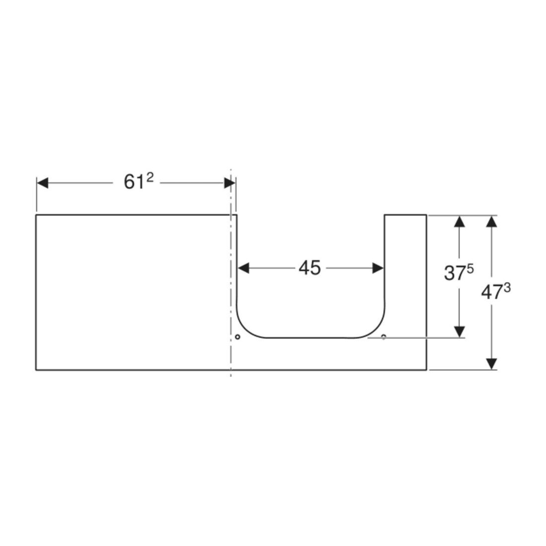 Geberit Waschtisch-Platte One 120x2x47cm, AS re, Steinz., Marmor we/ma