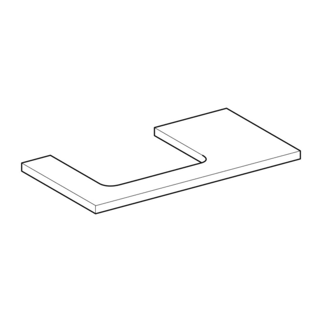 Geberit Waschtisch-Platte One 90x3x47cm, w/lack. ma, Ausschnitt links
