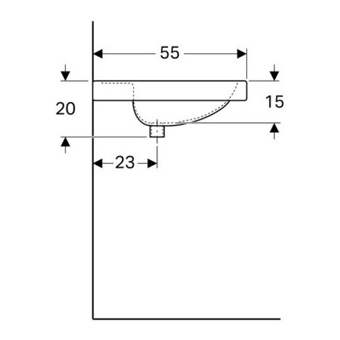 Geberit Waschtisch Preciosa 60x55cm, w, m Hahnl., m ÜL, m Ablagefl.