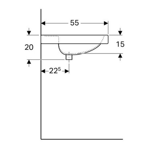 Geberit Waschtisch Preciosa 80x55cm, w, m Hahnl., m ÜL, m Ablagefl.