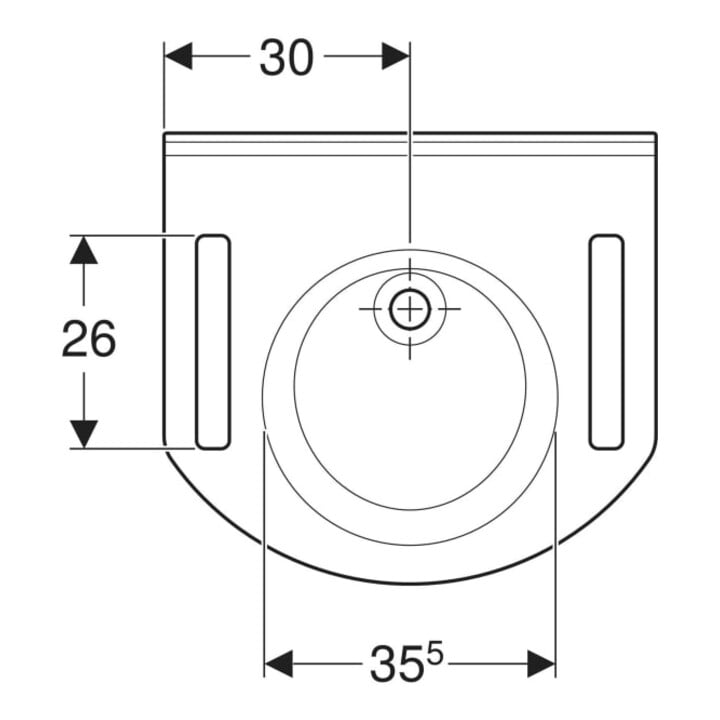 Geberit Waschtisch Publica 60x55cm, o HL, o Ü, m Auss, BF, w-a