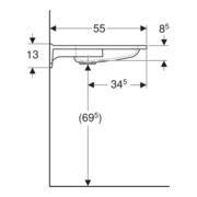 Geberit Waschtisch Publica 60x55cm, o HL, o Ü, m Auss, BF, w-a-4