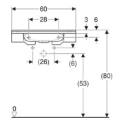 Geberit Waschtisch Publica 60x55cm, o HL, o Ü, m Auss, BF, w-a-5
