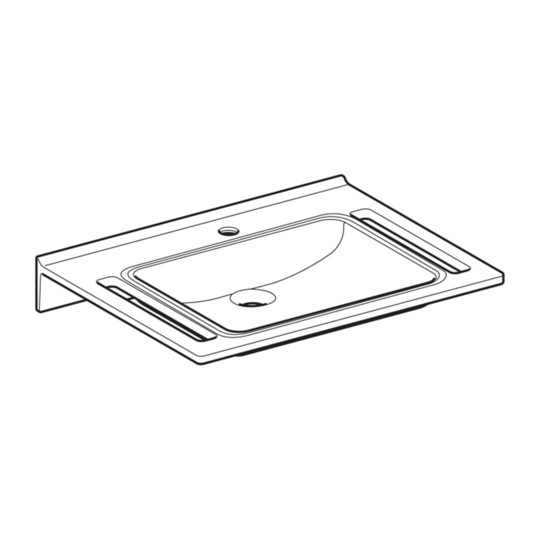 Geberit Waschtisch Publica 70x55cm, m HL, o Ü, m Auss, BF, dem., w-