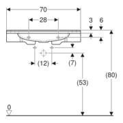 Geberit Waschtisch Publica 70x55cm, m HL, o Ü, m Auss, BF, dem., w--5