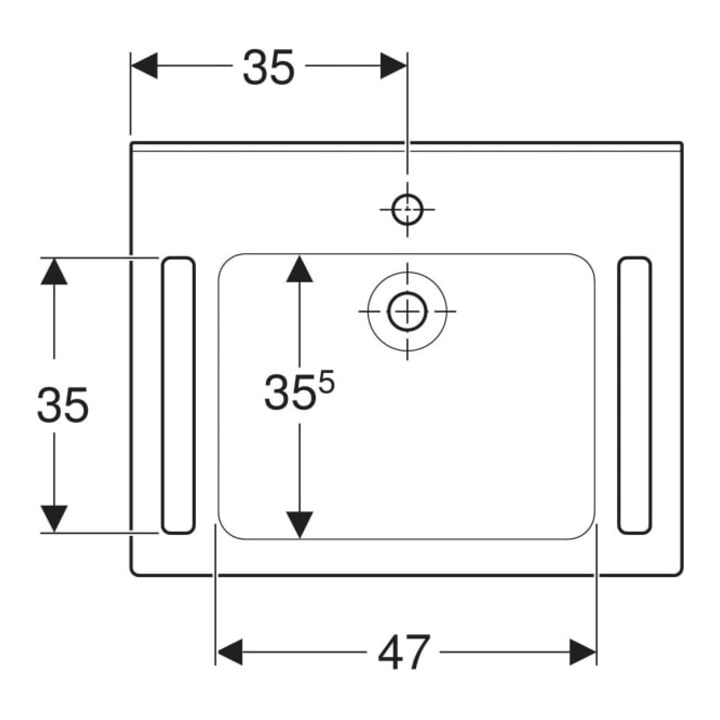Geberit Waschtisch Publica 70x55cm, o HL, o Ü, m Auss, BF, w-a