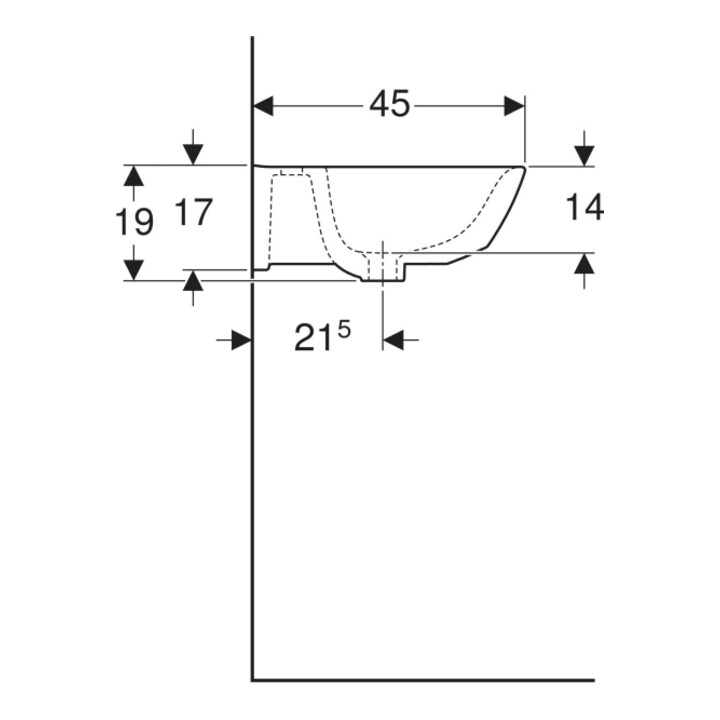 Geberit Waschtisch Renova 55x45cm, we/KeraTe, m Hahnl., o. ÜL