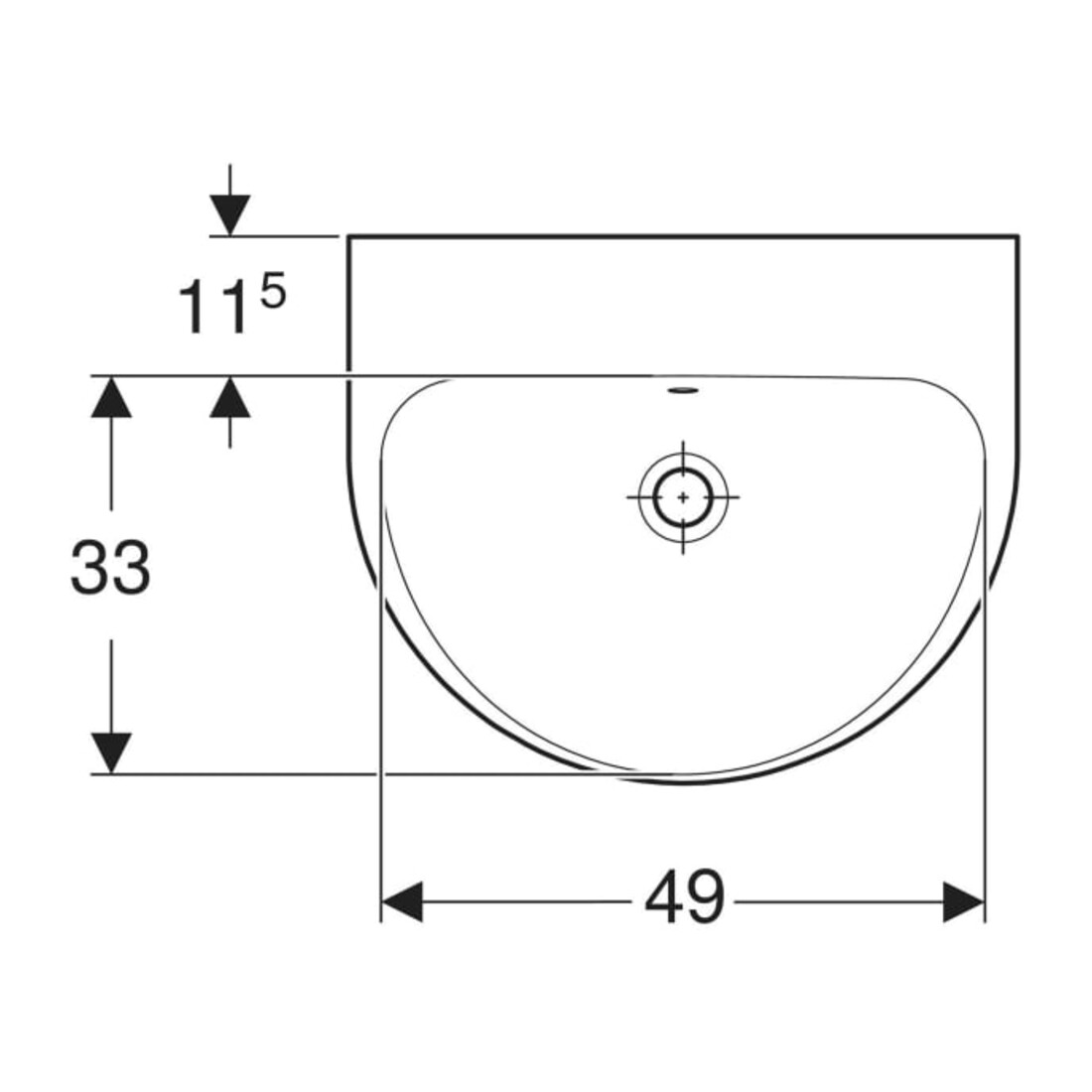 Geberit Waschtisch Renova 55x45cm, we/KeraTe, o. Hahnl., m ÜL