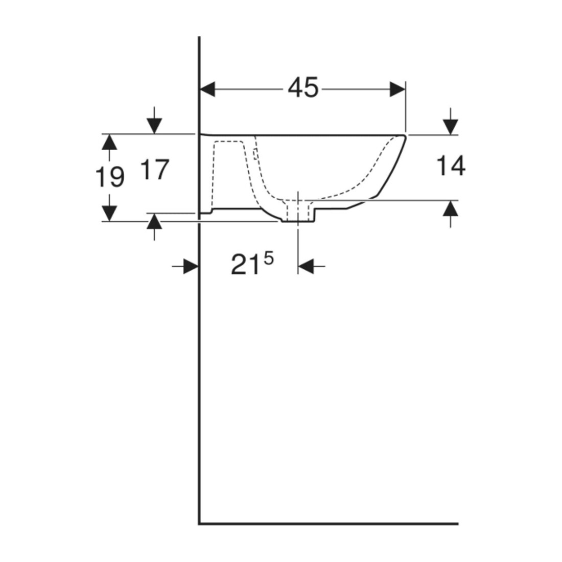 Geberit Waschtisch Renova 55x45cm, we/KeraTe, o. Hahnl., m ÜL
