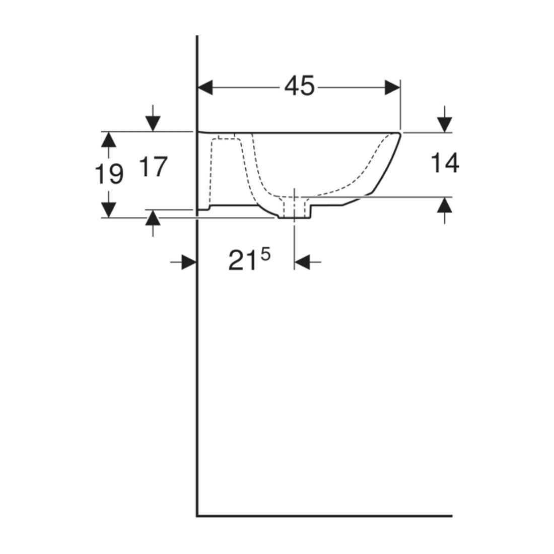 Geberit Waschtisch Renova 55x45cm, we., m Hahnloch, ohne Überlauf