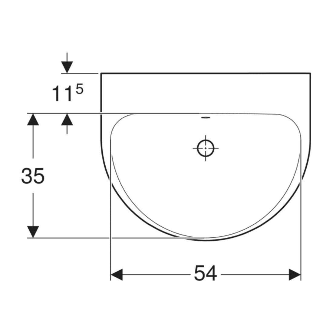 Geberit Waschtisch Renova 60x48cm, we/KeraTe, o. Hahnl., m ÜL