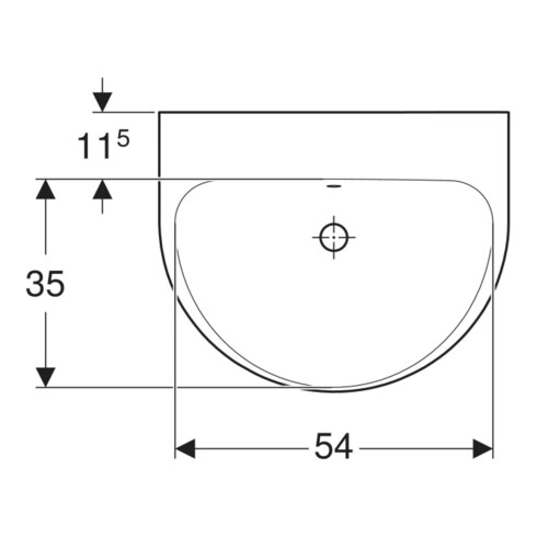Geberit Waschtisch Renova 60x48cm, we., o. Hahnloch, mit Überlauf