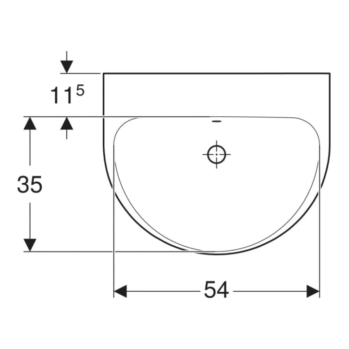 Geberit Waschtisch Renova 60x48cm, we., o. Hahnloch, mit Überlauf