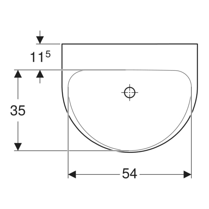 Geberit Waschtisch Renova 60x48cm, we., o. Hahnloch, ohne Überlauf
